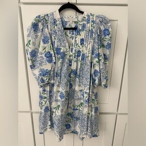 Hunter Bell Floral Blue and White Dress XS